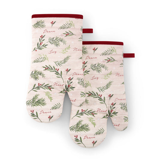 Holiday Tree Trimmings Oven Mitts, Set of 2