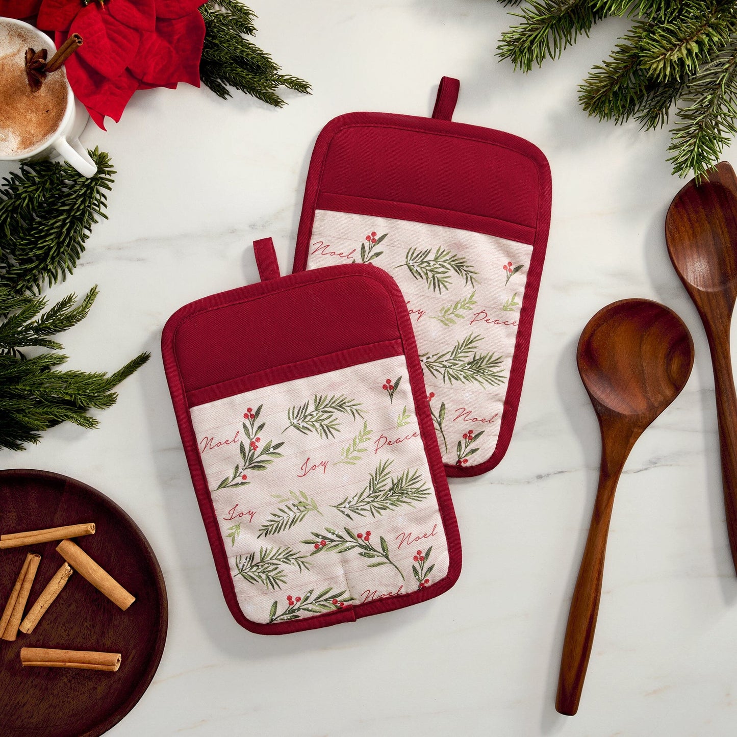 Holiday Tree Trimmings  Pot Holders, Set of 2