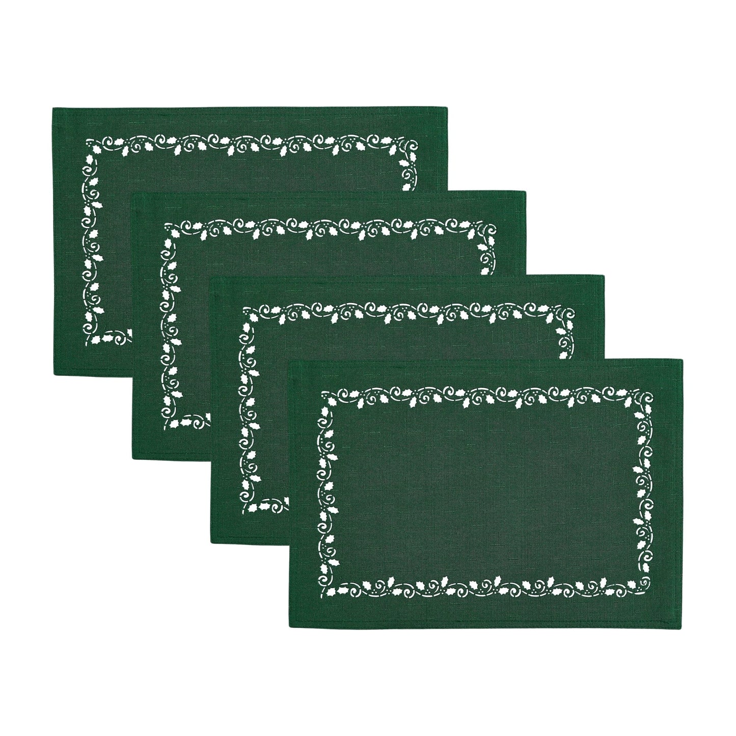 Holly Scroll Laser Cut Placemats, Set of 4