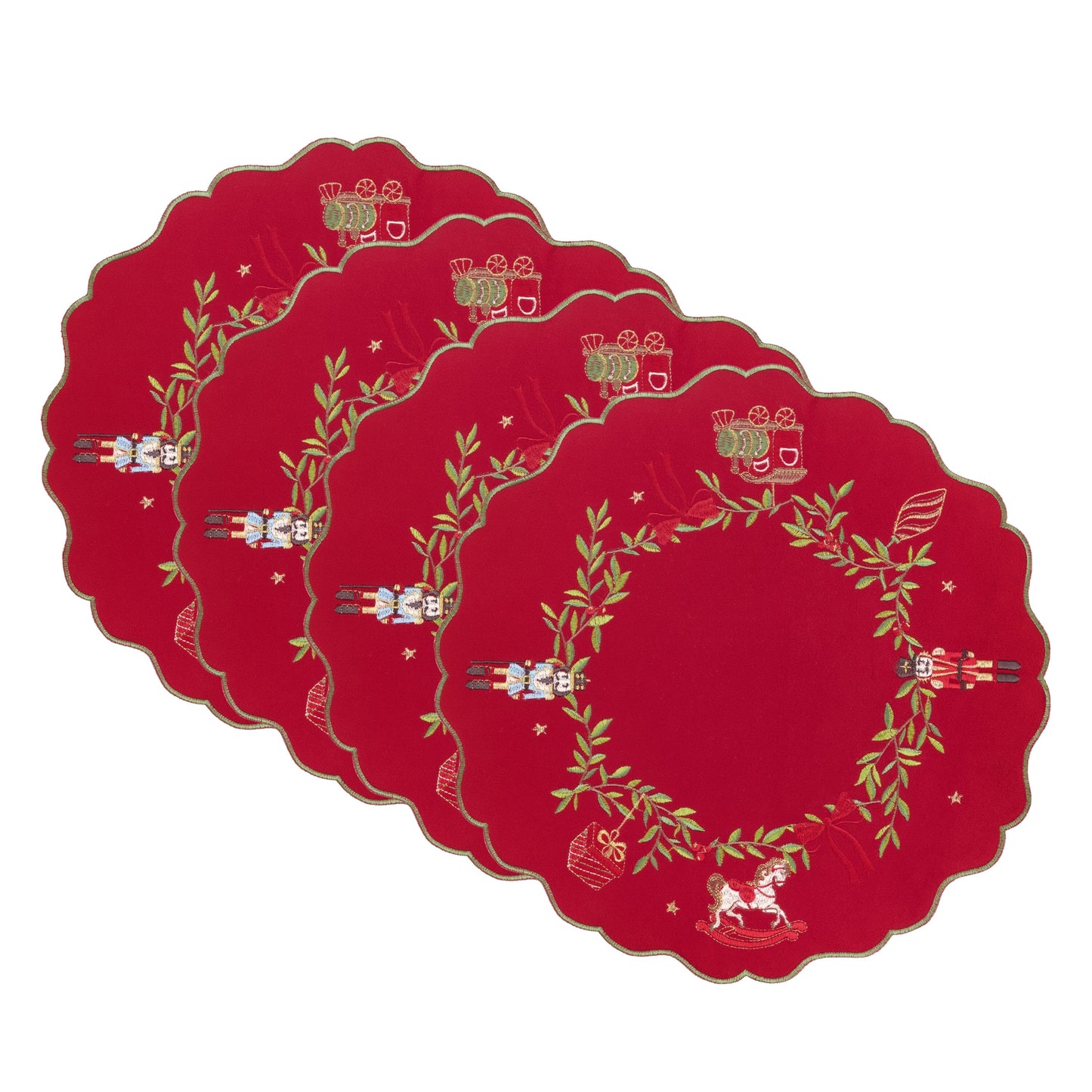 Villeroy & Boch Keepsake Ornaments Velvet Embroidered Round Placemats, Set of 4