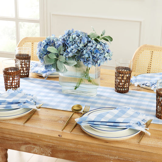 Knotted Gingham Table Runner and Napkin Set of 4