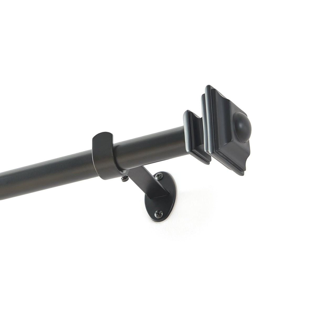 Lenox Madrid 1” Single Curtain Rod with Sculptural Stacked Square Finial Design