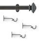 Lenox Madrid 1” Single Curtain Rod with Sculptural Stacked Square Finial Design