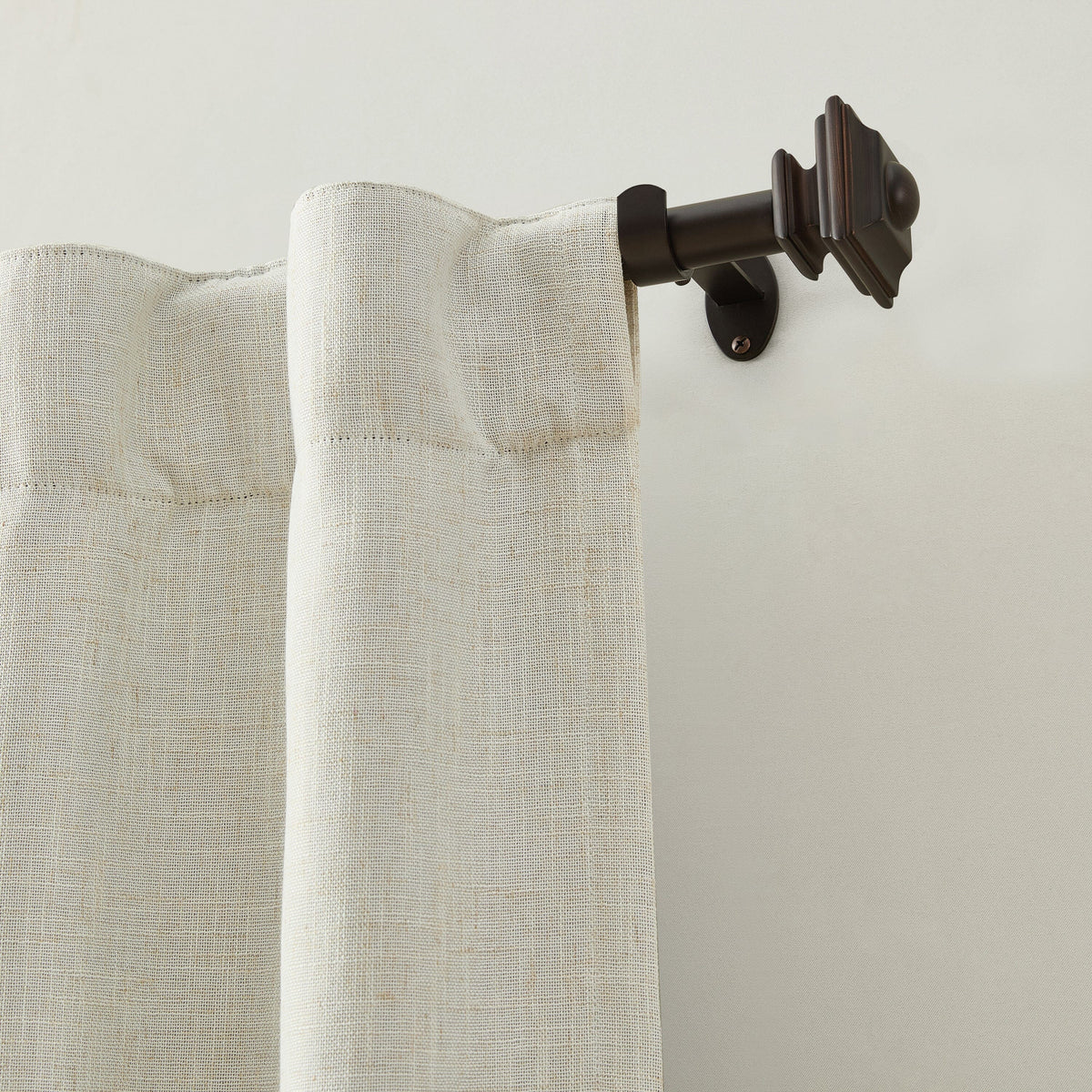 Lenox Madrid 1” Single Curtain Rod with Sculptural Stacked Square Finial Design