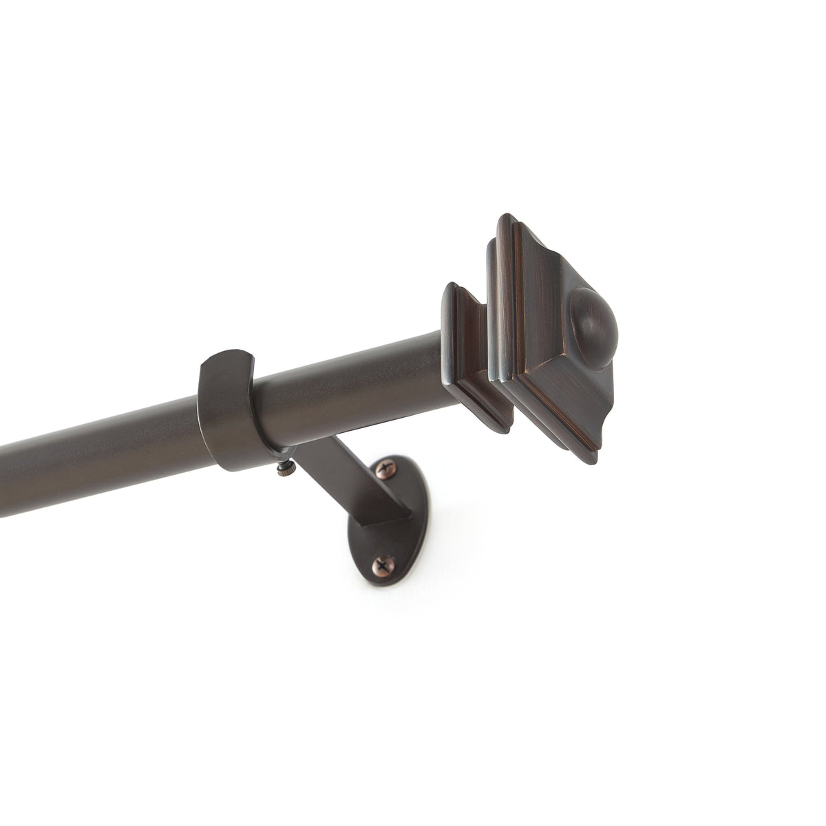Lenox Madrid 1” Single Curtain Rod with Sculptural Stacked Square Finial Design