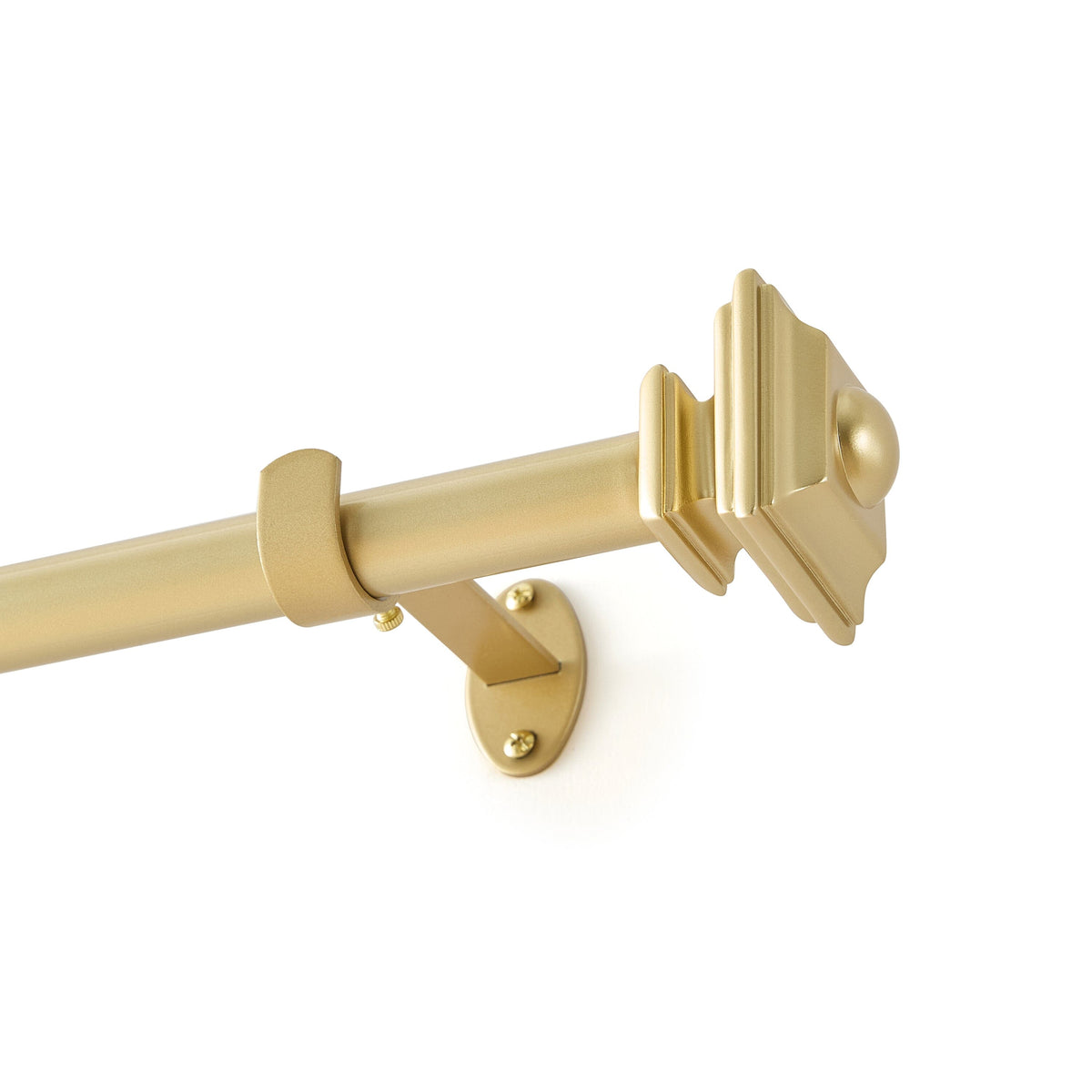 Lenox Madrid 1” Single Curtain Rod with Sculptural Stacked Square Finial Design