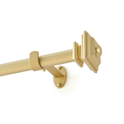 Lenox Madrid 1” Single Curtain Rod with Sculptural Stacked Square Finial Design