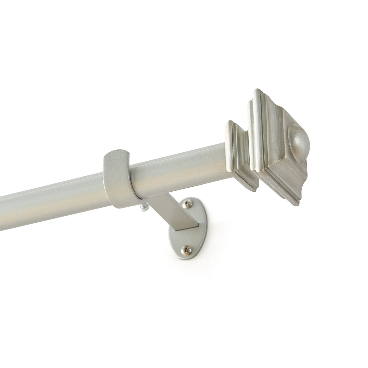 Lenox Madrid 1” Single Curtain Rod with Sculptural Stacked Square Finial Design