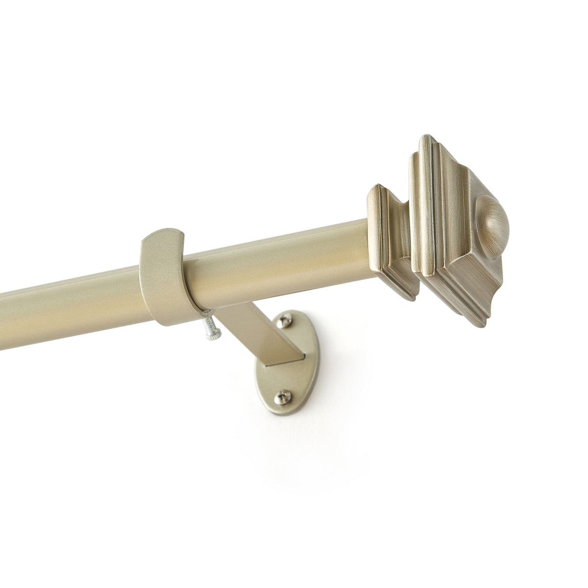 Lenox Madrid 1” Single Curtain Rod with Sculptural Stacked Square Finial Design