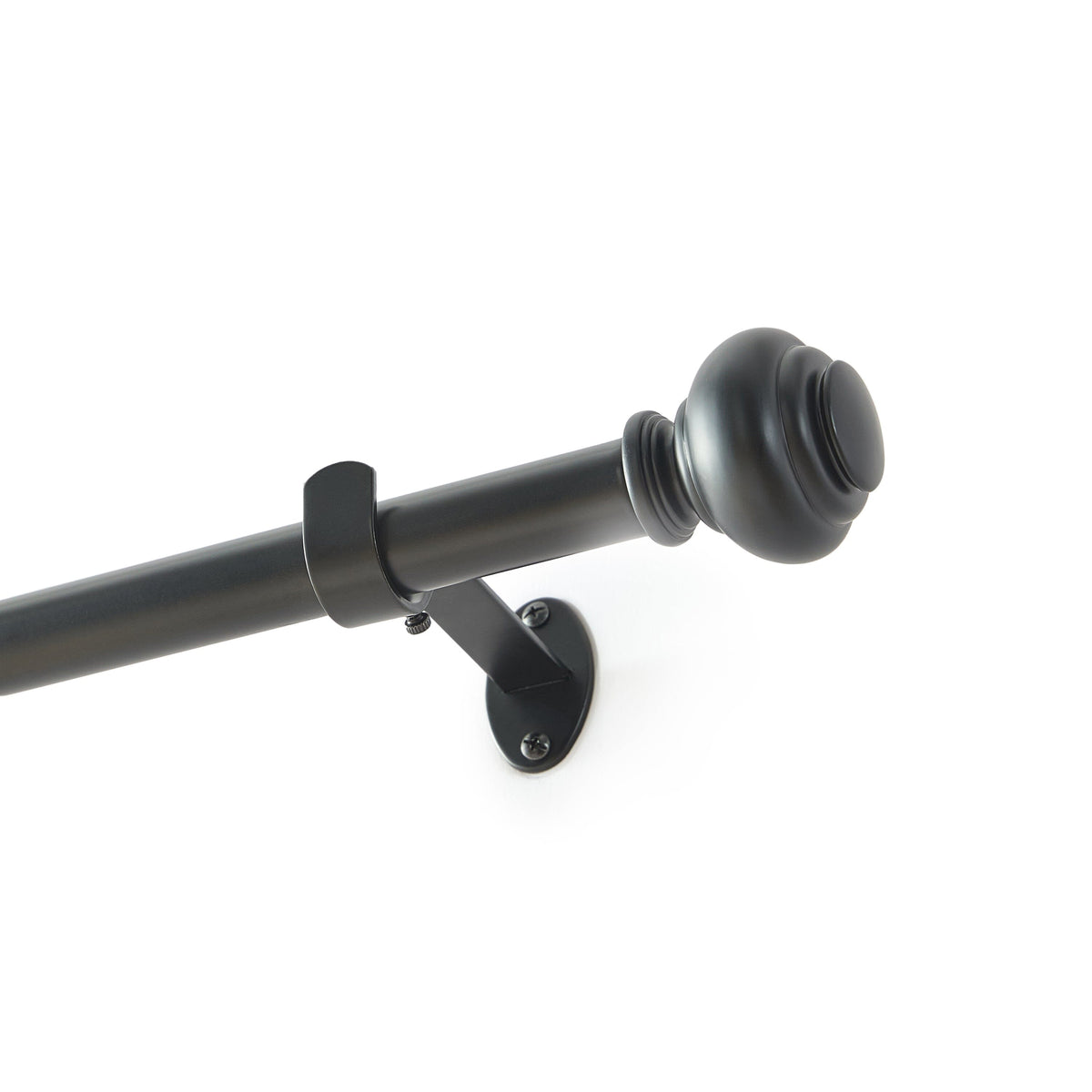 Lenox Manor 1” Single Curtain Rod with Rounded Globe Finial Design