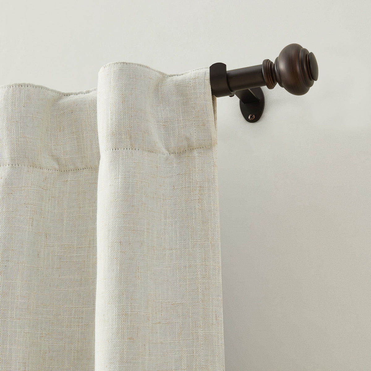 Lenox Manor 1” Single Curtain Rod with Rounded Globe Finial Design