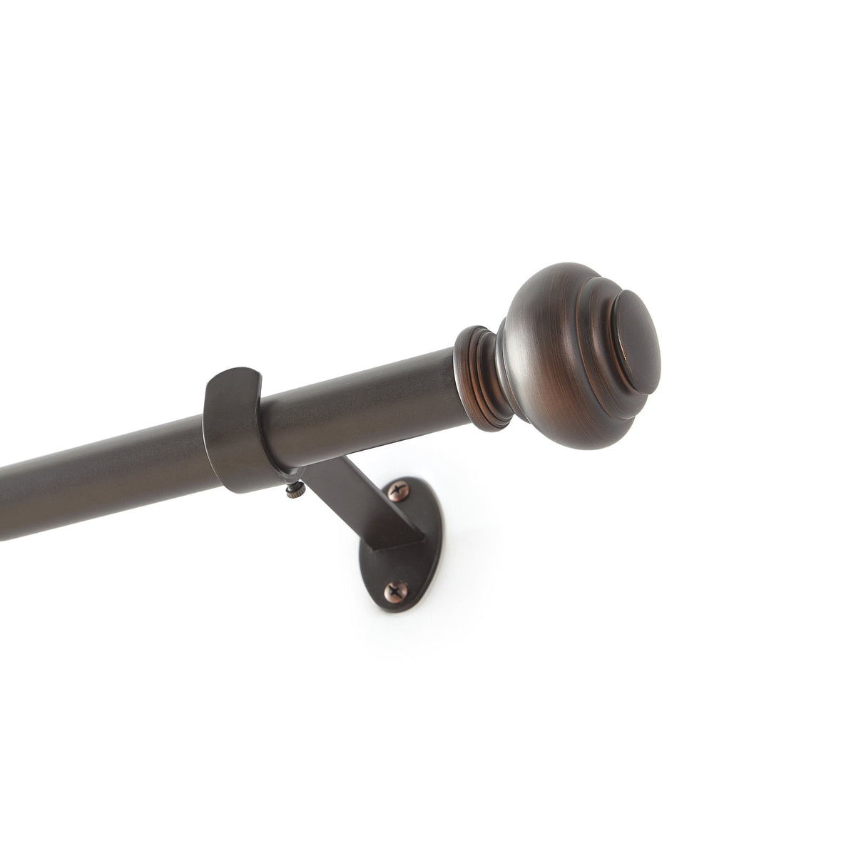 Lenox Manor 1” Single Curtain Rod with Rounded Globe Finial Design