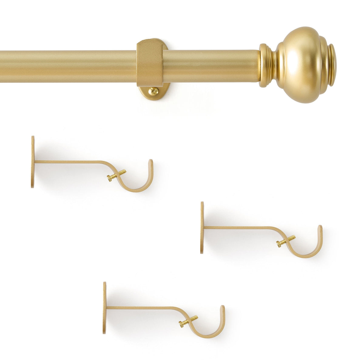Lenox Manor 1” Single Curtain Rod with Rounded Globe Finial Design