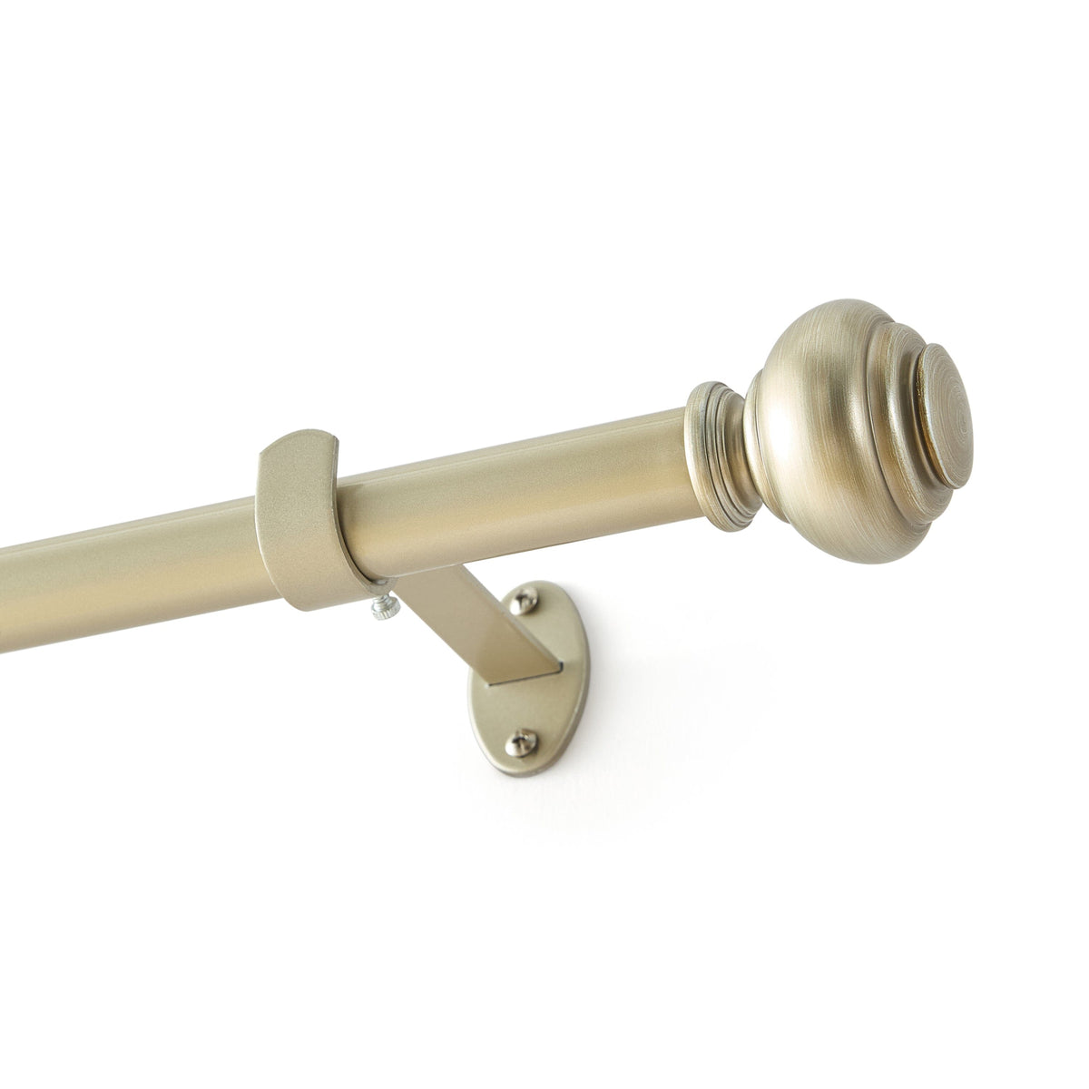 Lenox Manor 1” Single Curtain Rod with Rounded Globe Finial Design