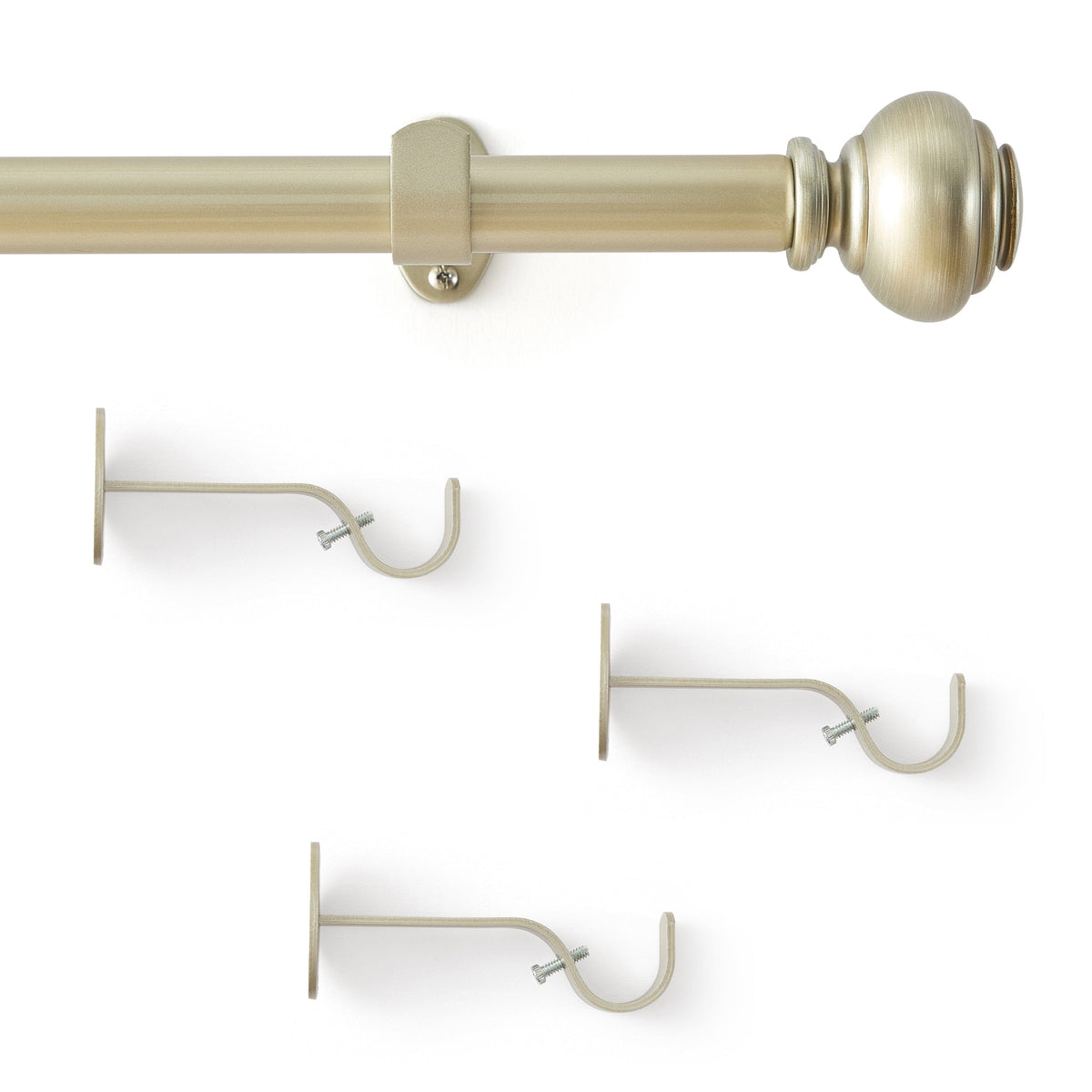 Lenox Manor 1” Single Curtain Rod with Rounded Globe Finial Design