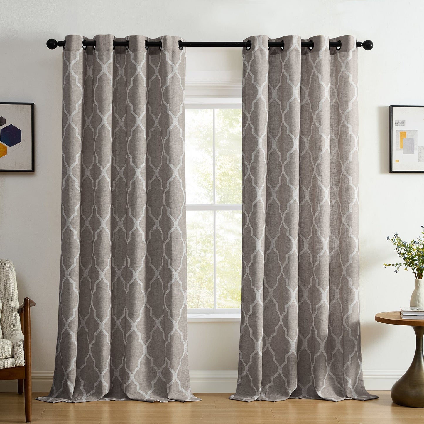 Medalia Room Darkening Geometric Window Curtain