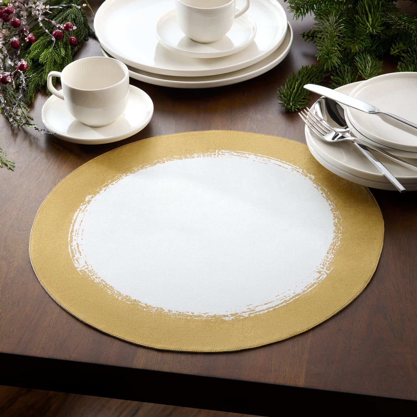 Villeroy & Boch Metallic Brushstroke Round Placemats, Set of 4