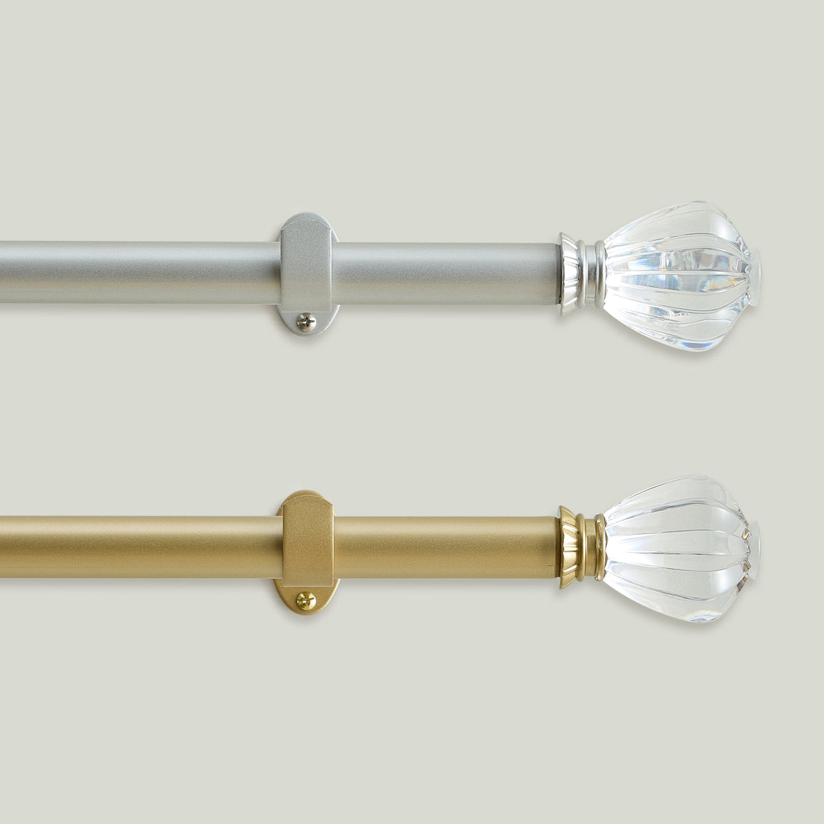 Lenox Milano 1” Single Curtain Rod with Crystal Teardrop Finial Design