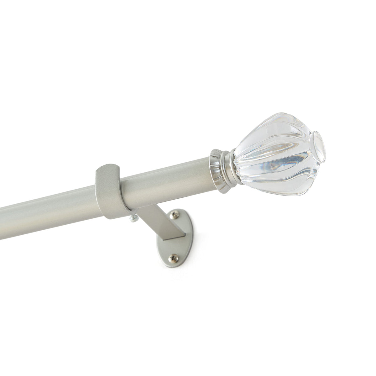 Lenox Milano 1” Single Curtain Rod with Crystal Teardrop Finial Design