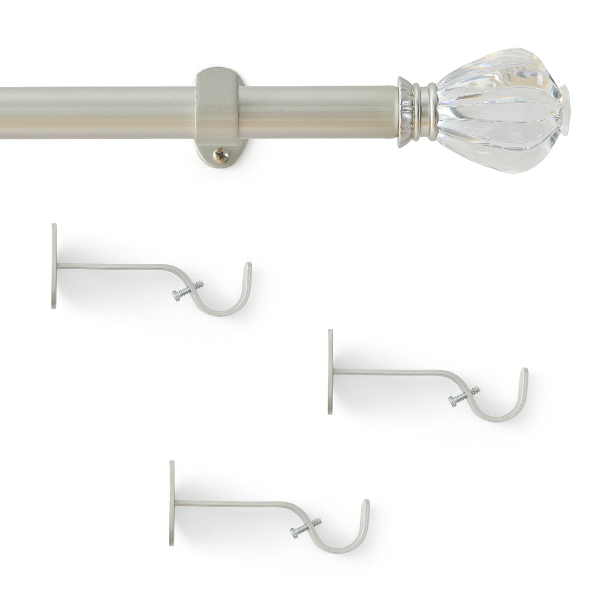 Lenox Milano 1” Single Curtain Rod with Crystal Teardrop Finial Design
