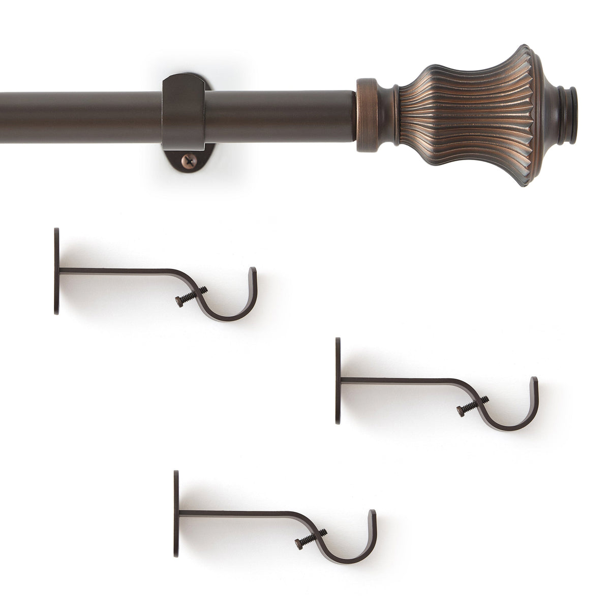 Lenox Palazzo 1” Single Curtain Rod with Fluted Bell Shaped Finial Design