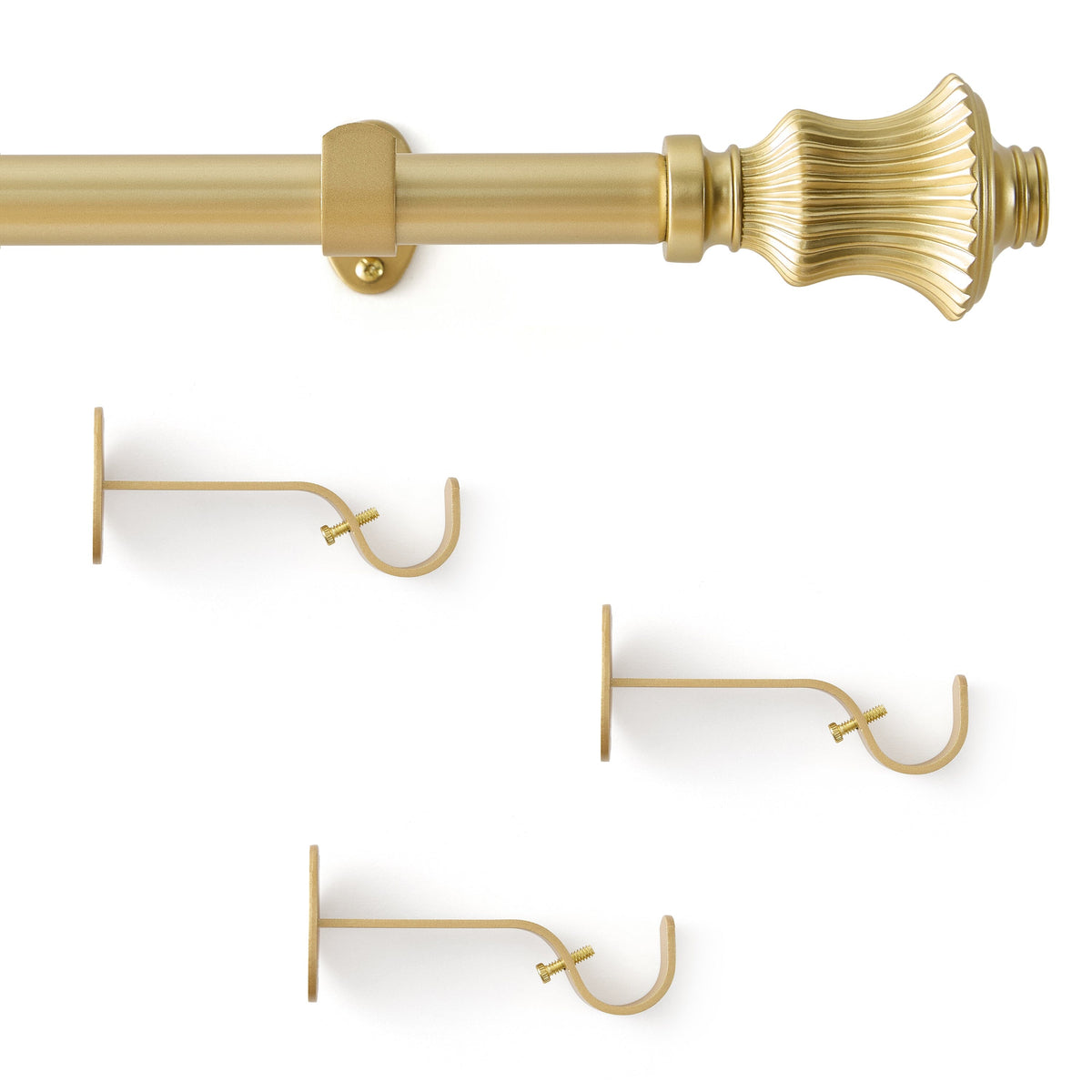 Lenox Palazzo 1” Single Curtain Rod with Fluted Bell Shaped Finial Design