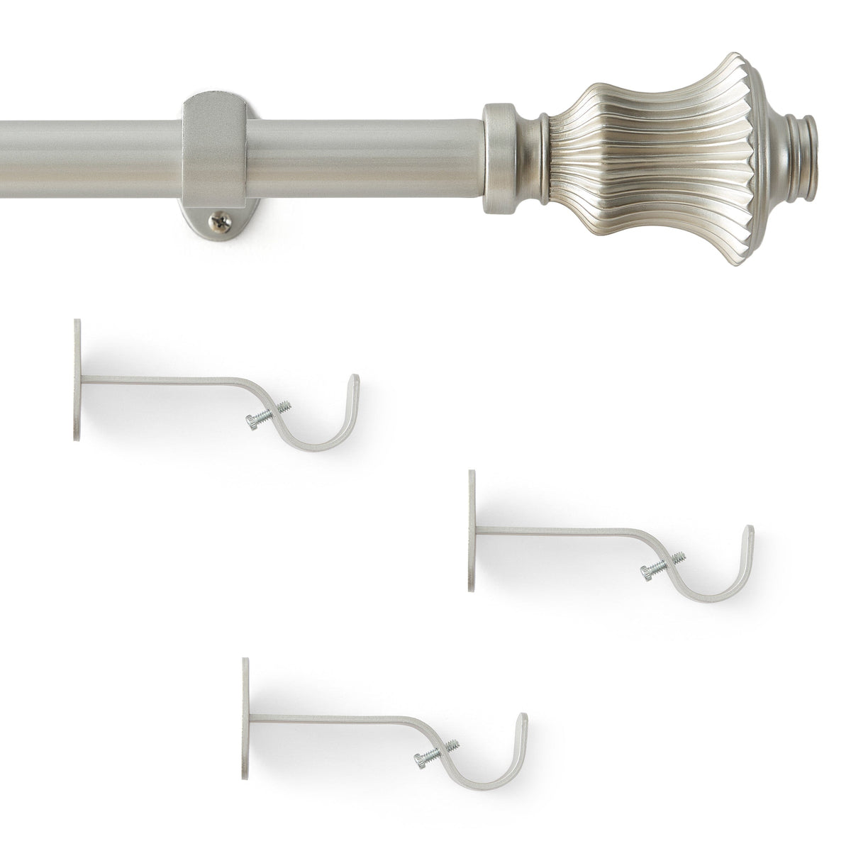 Lenox Palazzo 1” Single Curtain Rod with Fluted Bell Shaped Finial Design