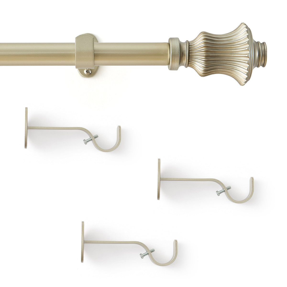 Lenox Palazzo 1” Single Curtain Rod with Fluted Bell Shaped Finial Design