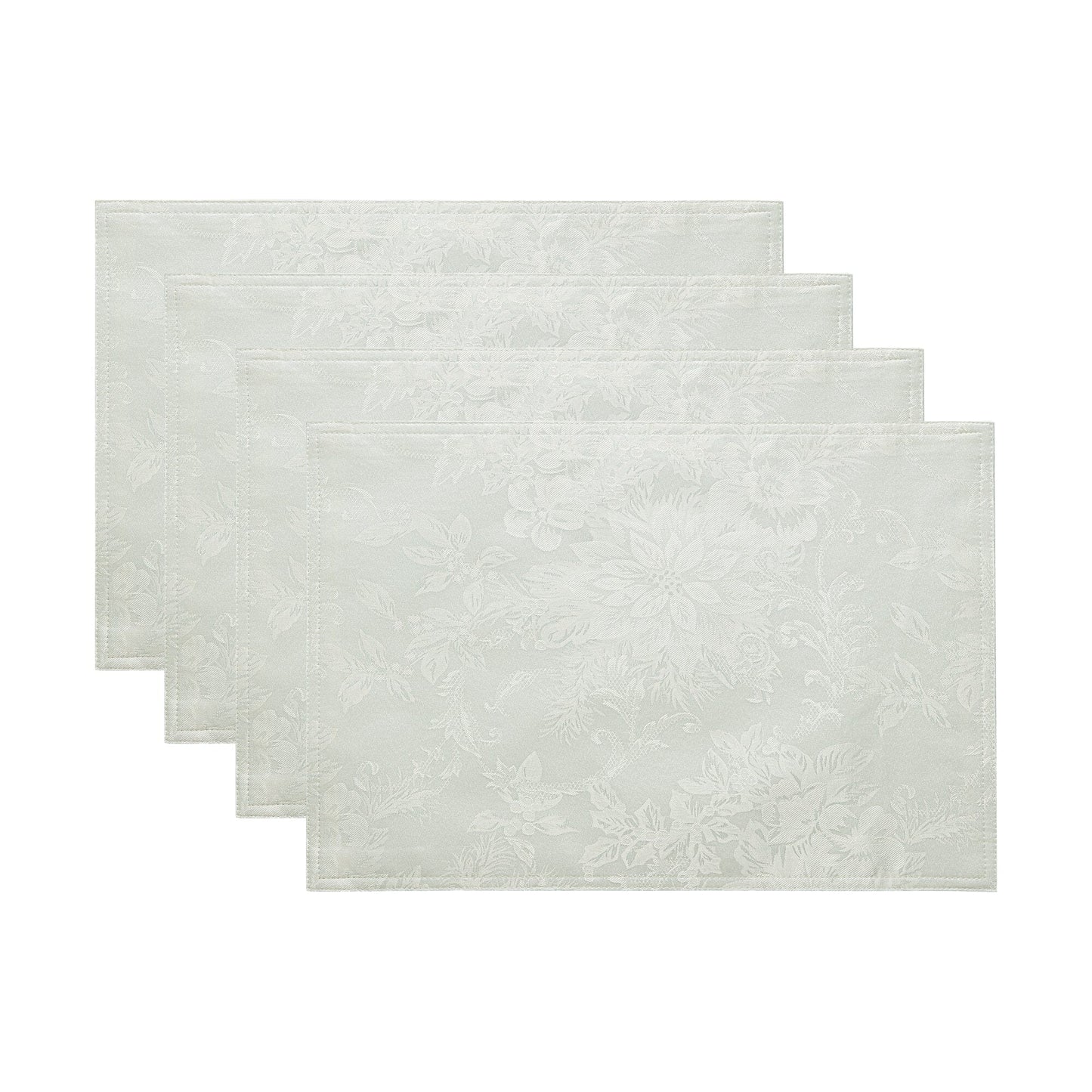 Poinsettia Elegance Jacquard Holiday Placemat, Set of 4