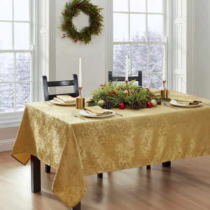 Poinsettia Elegance Jacquard Tablecloth
