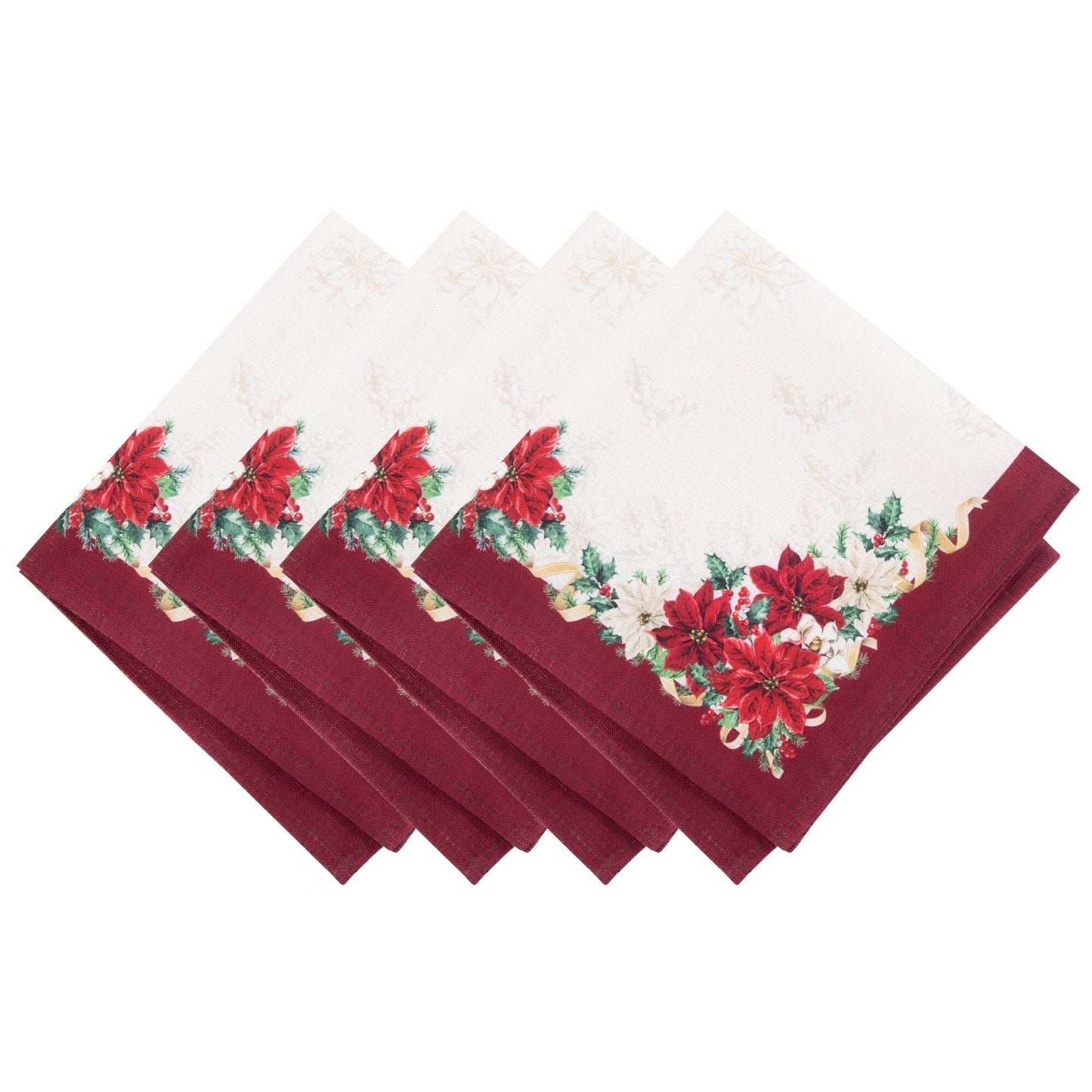 Poinsettia Garlands Engineered Napkins, Set of 4