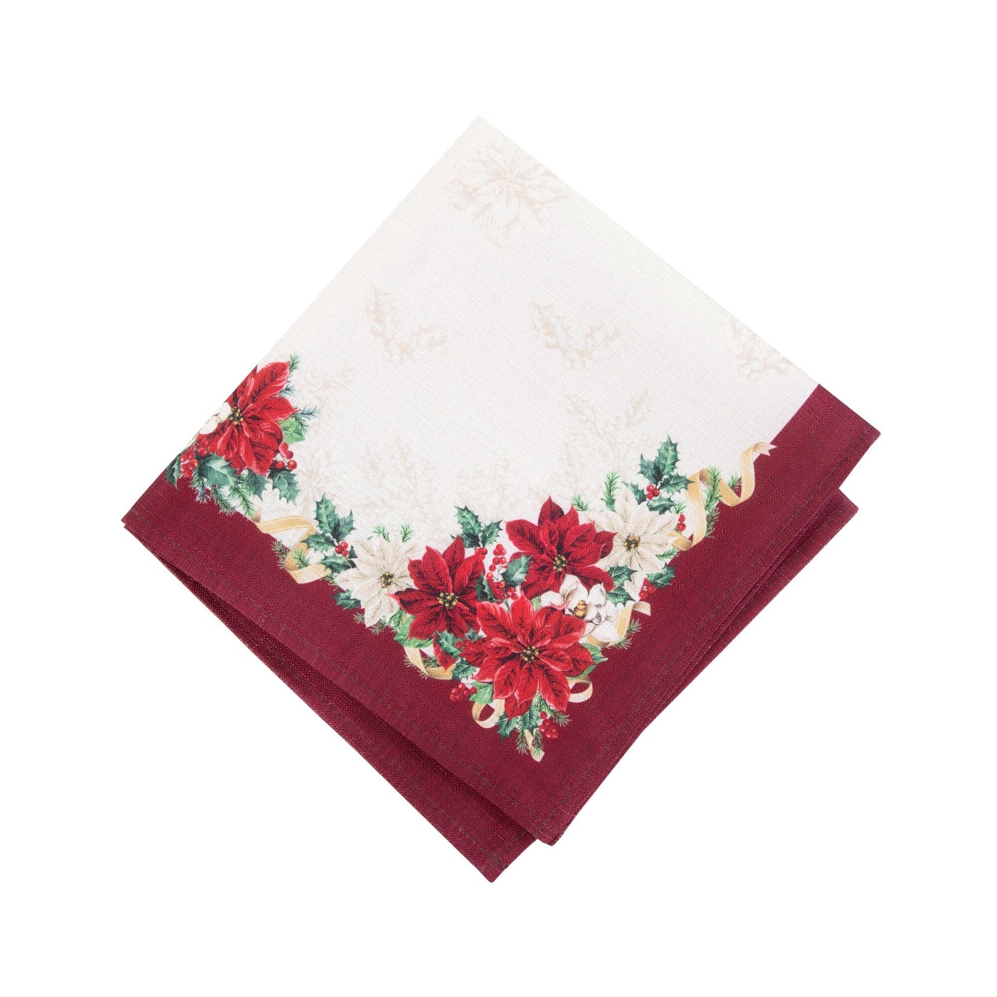 Poinsettia Garlands Engineered Napkins, Set of 4