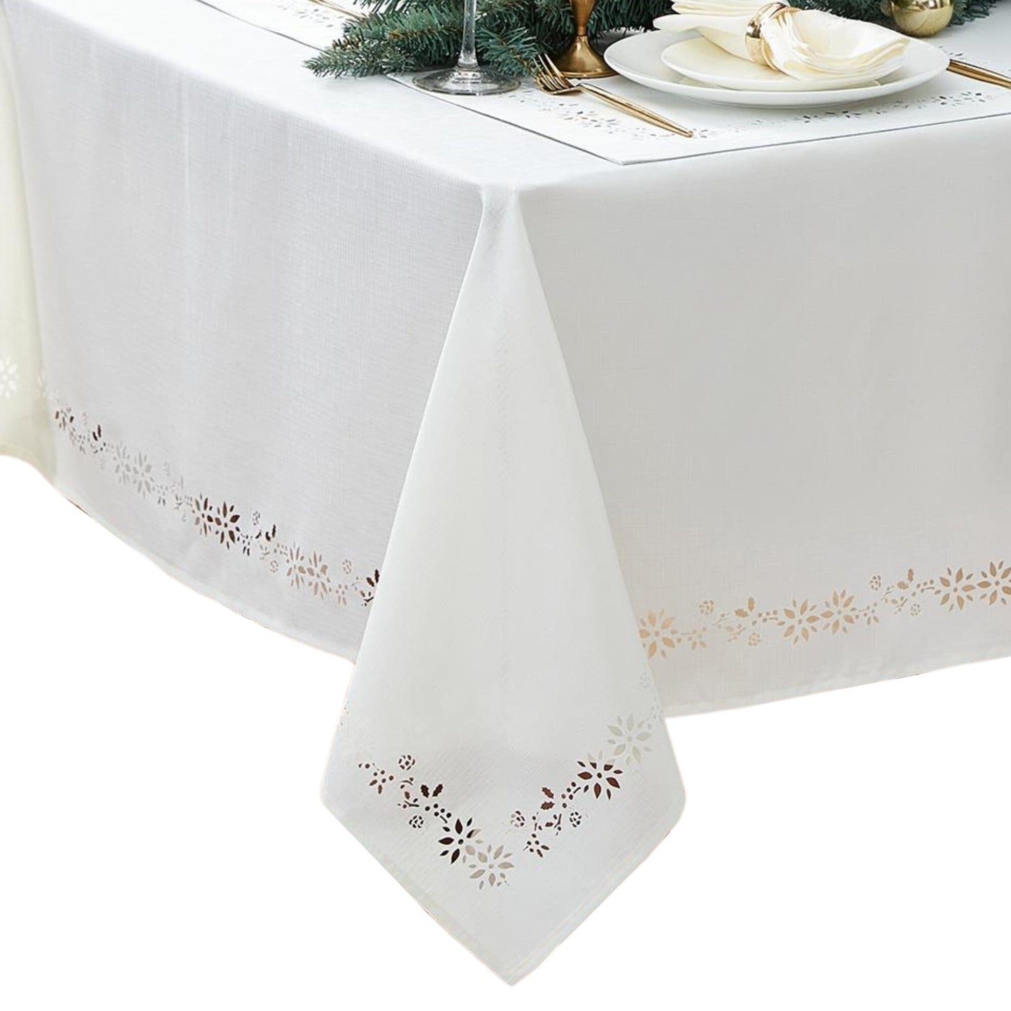 Poinsettia Noel Laser Cut Tablecloth