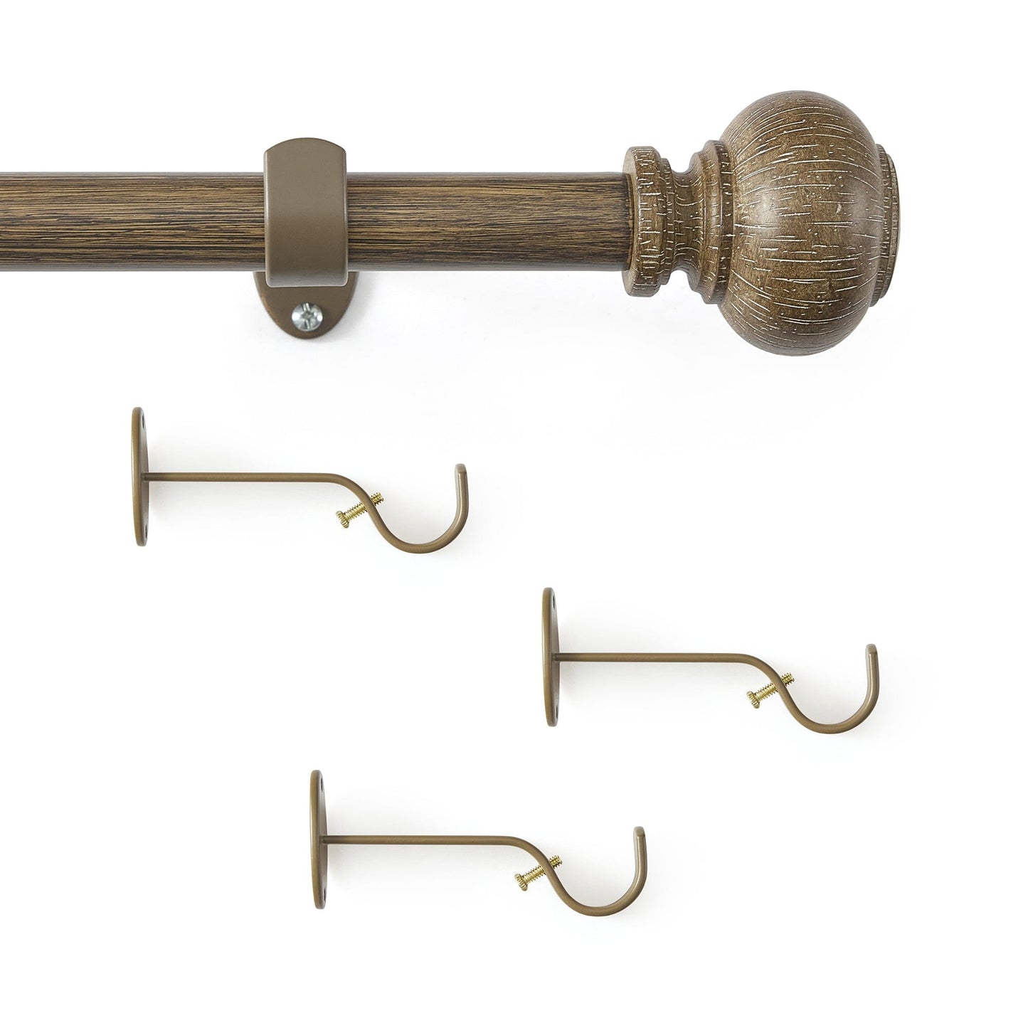 Rhinebeck Rustic Faux Wood 1" Window Drapery Single Curtain Rod