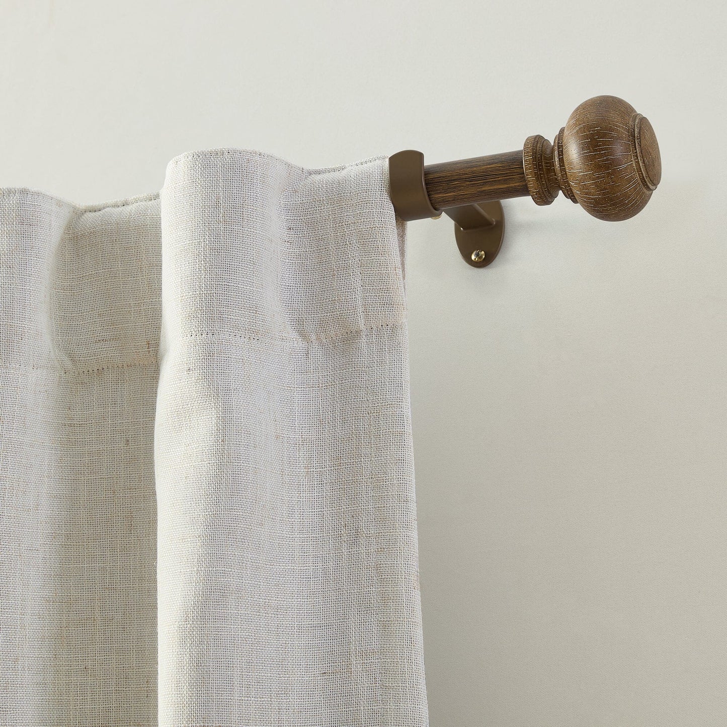 Rhinebeck Rustic Faux Wood 1" Window Drapery Single Curtain Rod