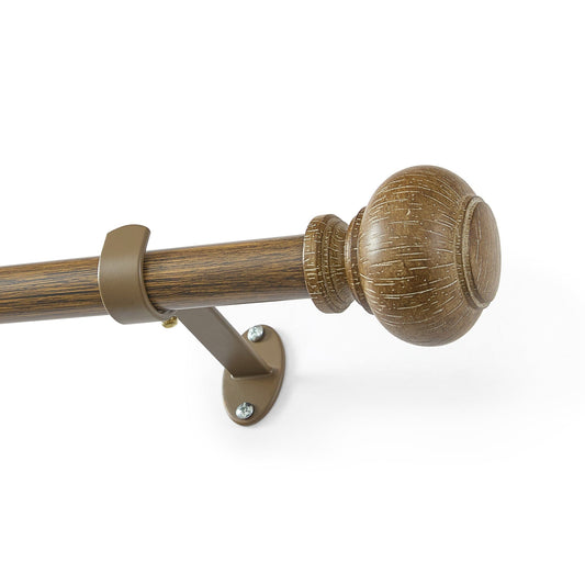 Rhinebeck Rustic Faux Wood 1" Window Drapery Single Curtain Rod