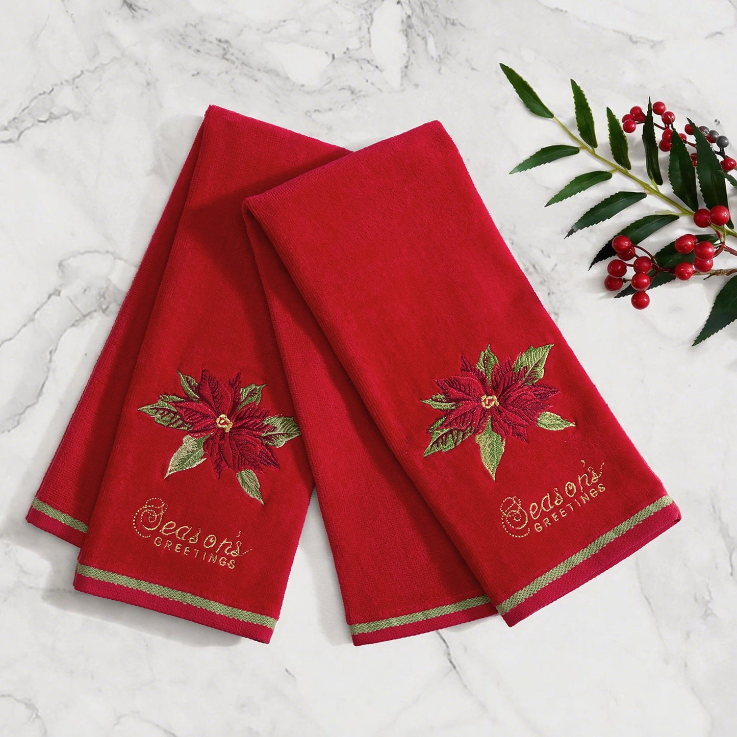 Lenox Seasons Greetings Embroidered Kitchen Towels, Set of 2