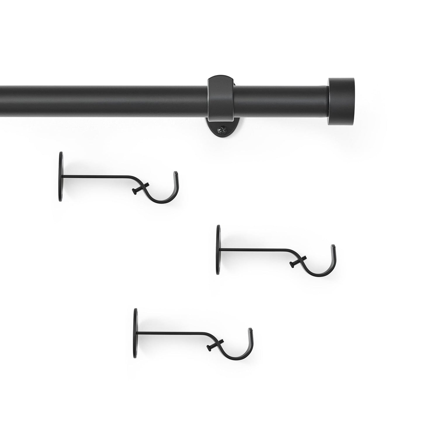Serena 1" Window Drapery Single Curtain Rod with Contemporary Cap Finial