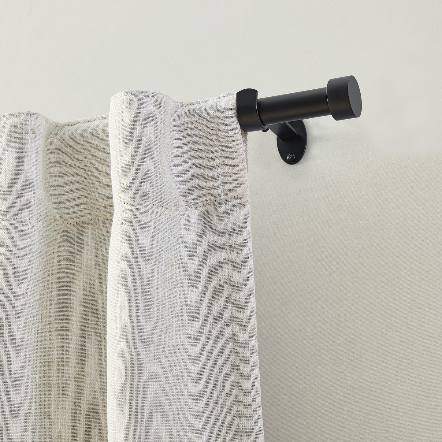 Serena 1" Window Drapery Single Curtain Rod with Contemporary Cap Finial