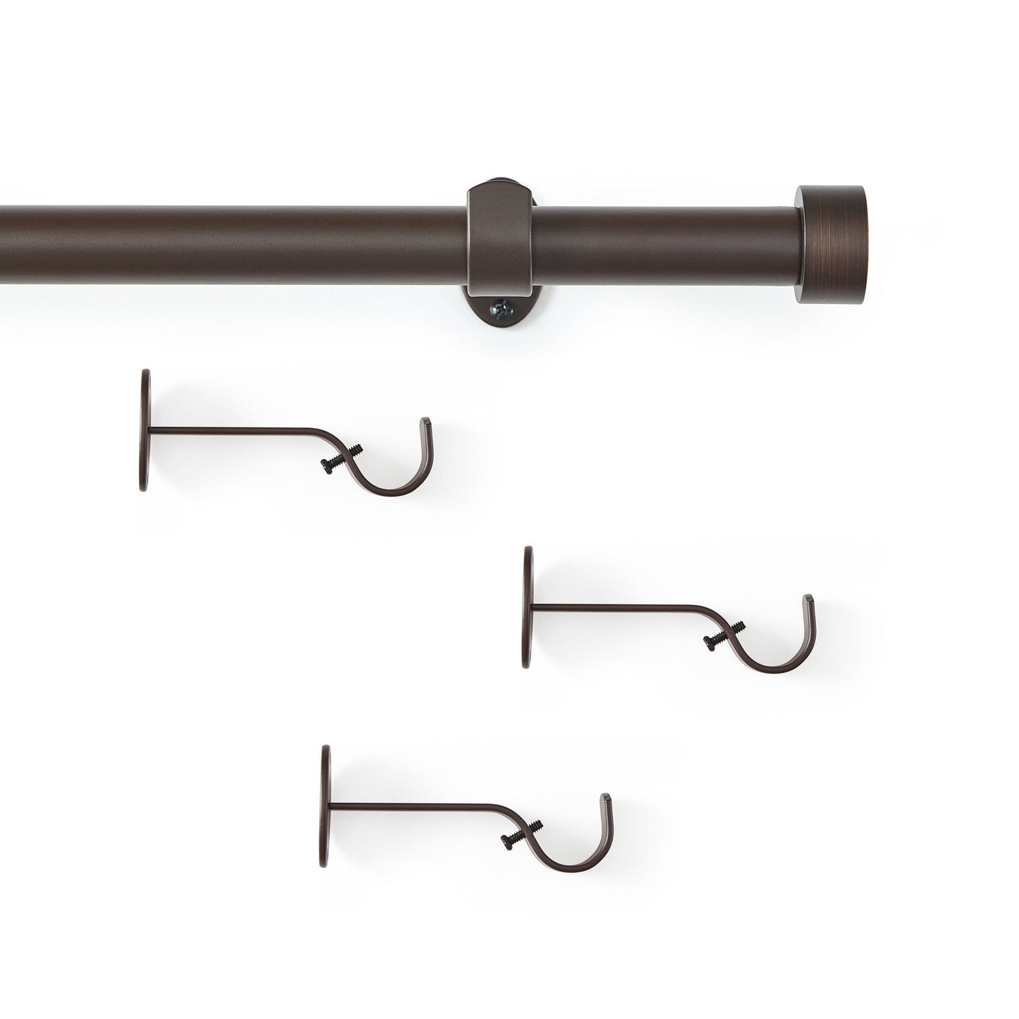 Serena 1" Window Drapery Single Curtain Rod with Contemporary Cap Finial