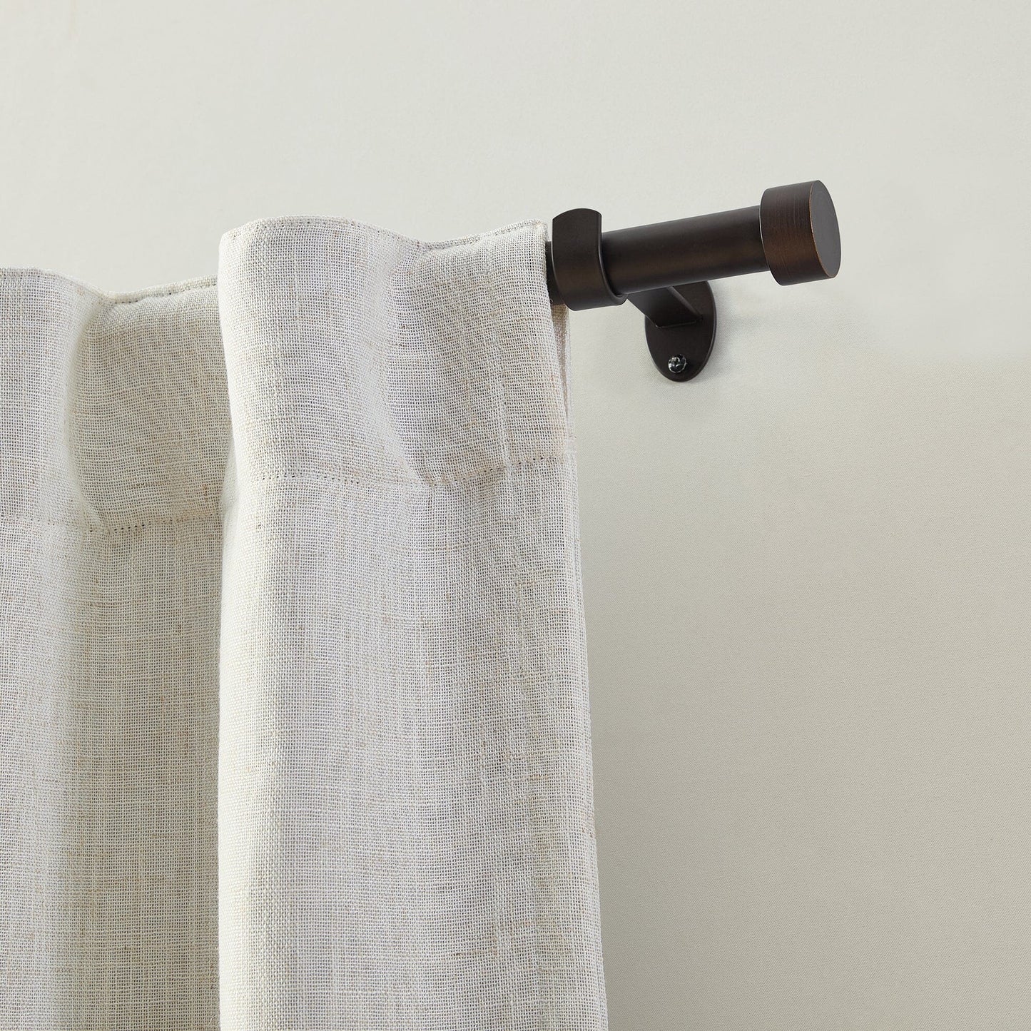 Serena 1" Window Drapery Single Curtain Rod with Contemporary Cap Finial