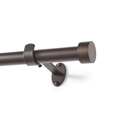 Serena 1" Window Drapery Single Curtain Rod with Contemporary Cap Finial
