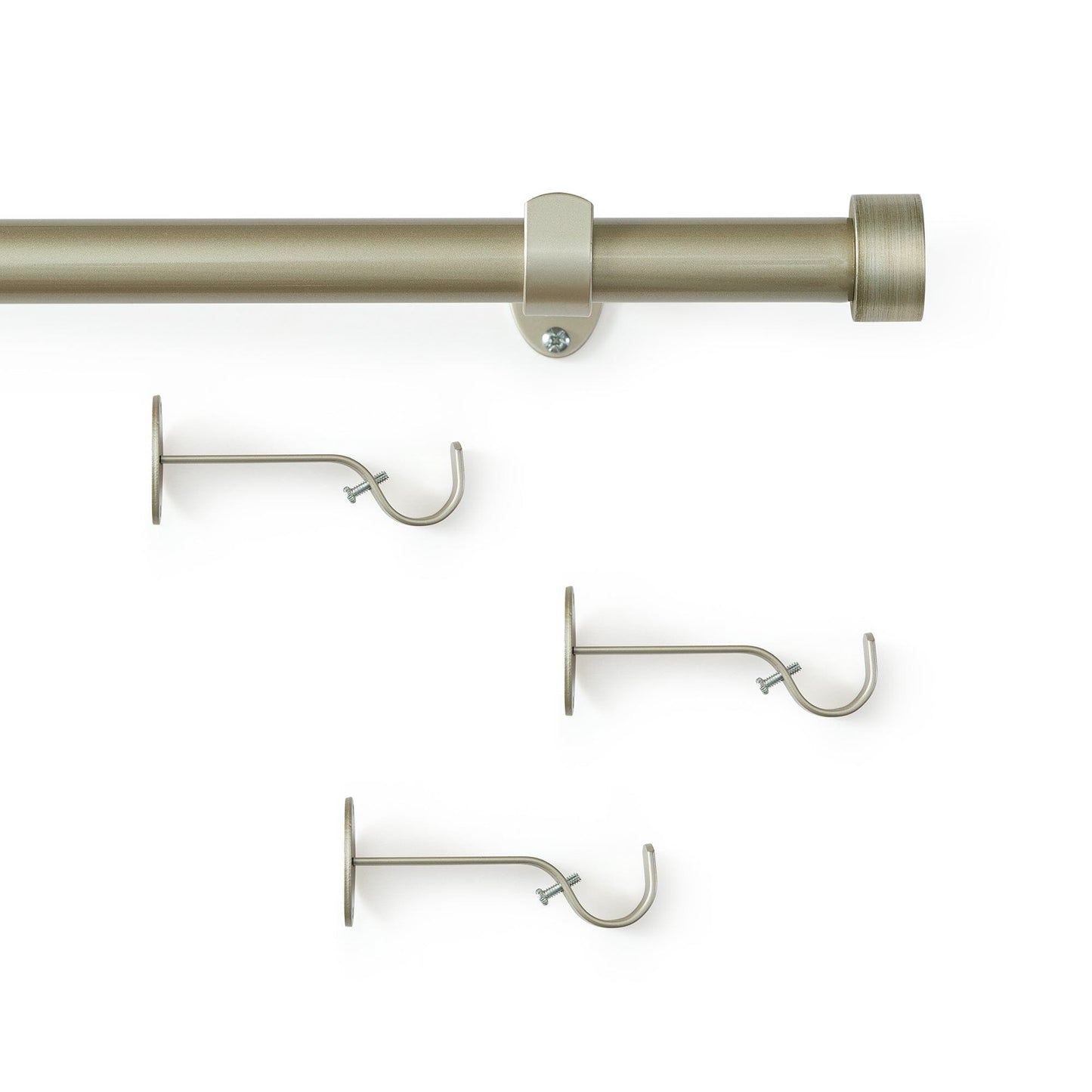 Serena 1" Window Drapery Single Curtain Rod with Contemporary Cap Finial