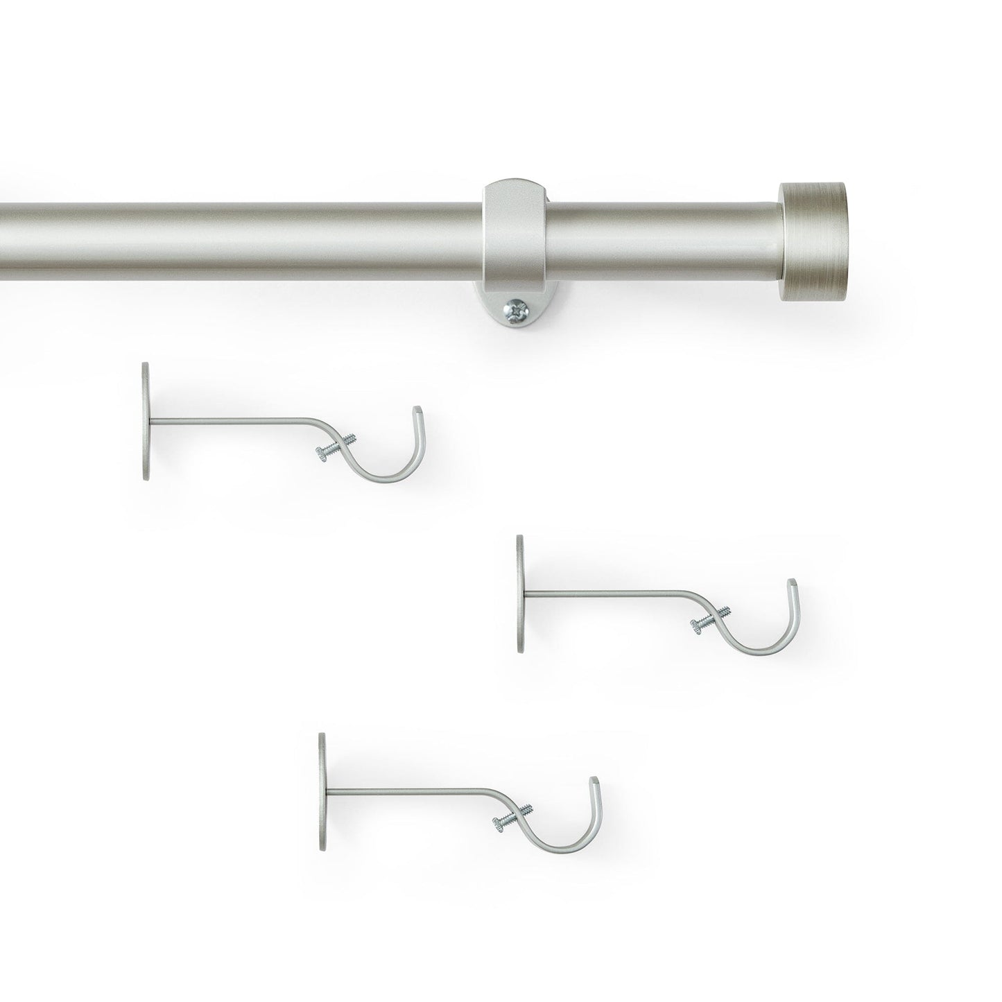 Serena 1" Window Drapery Single Curtain Rod with Contemporary Cap Finial