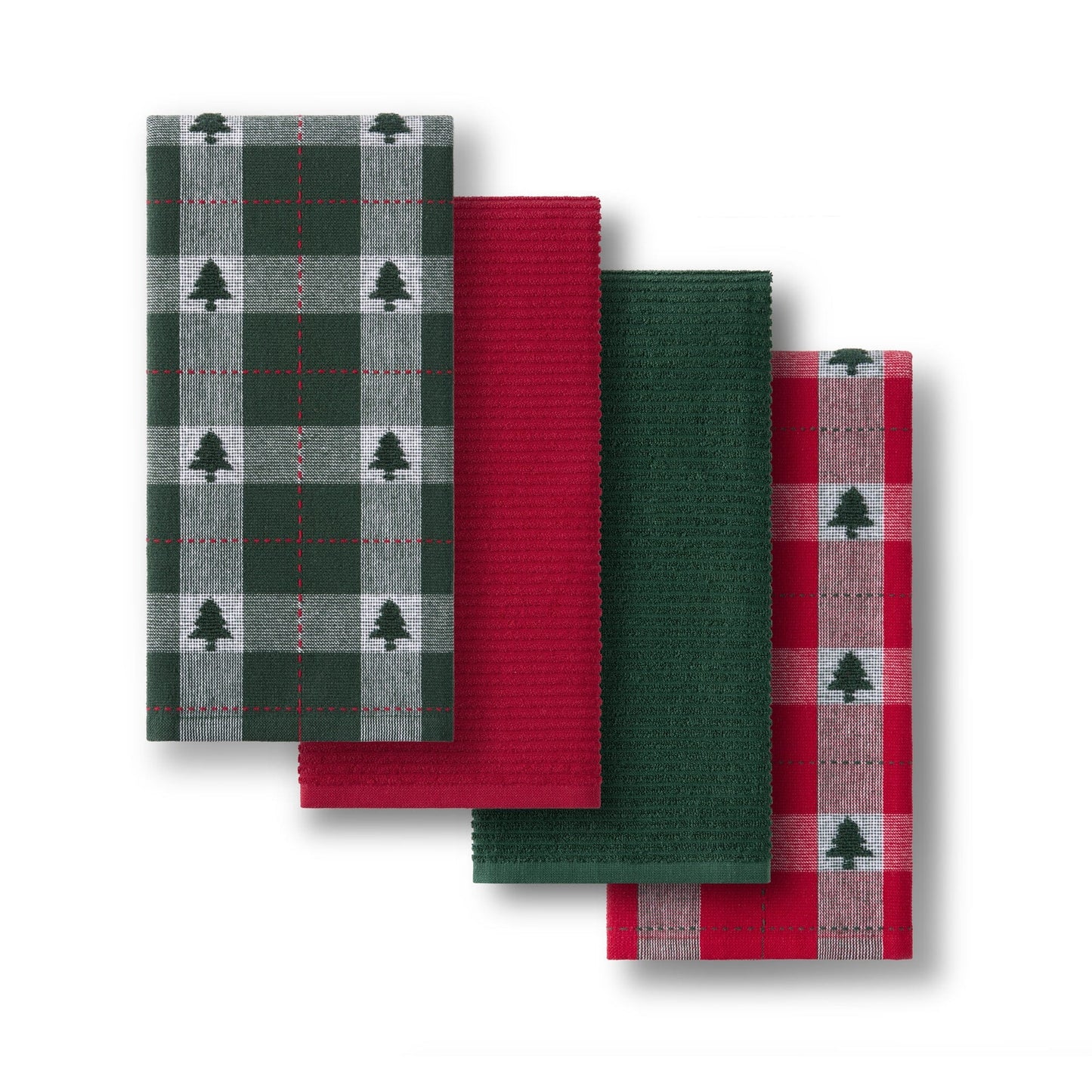 Sherwood Tree Dobby Holiday Plaid Kitchen Towels, Set of 4