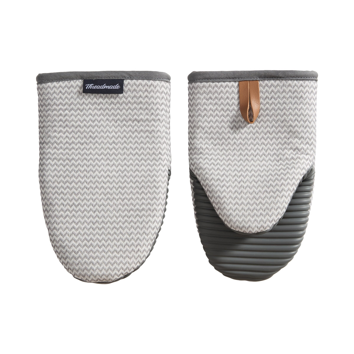 Sirena Chevron Heat-Resistant Ribbed Silicone Grip Mini Mitts, Set of 2