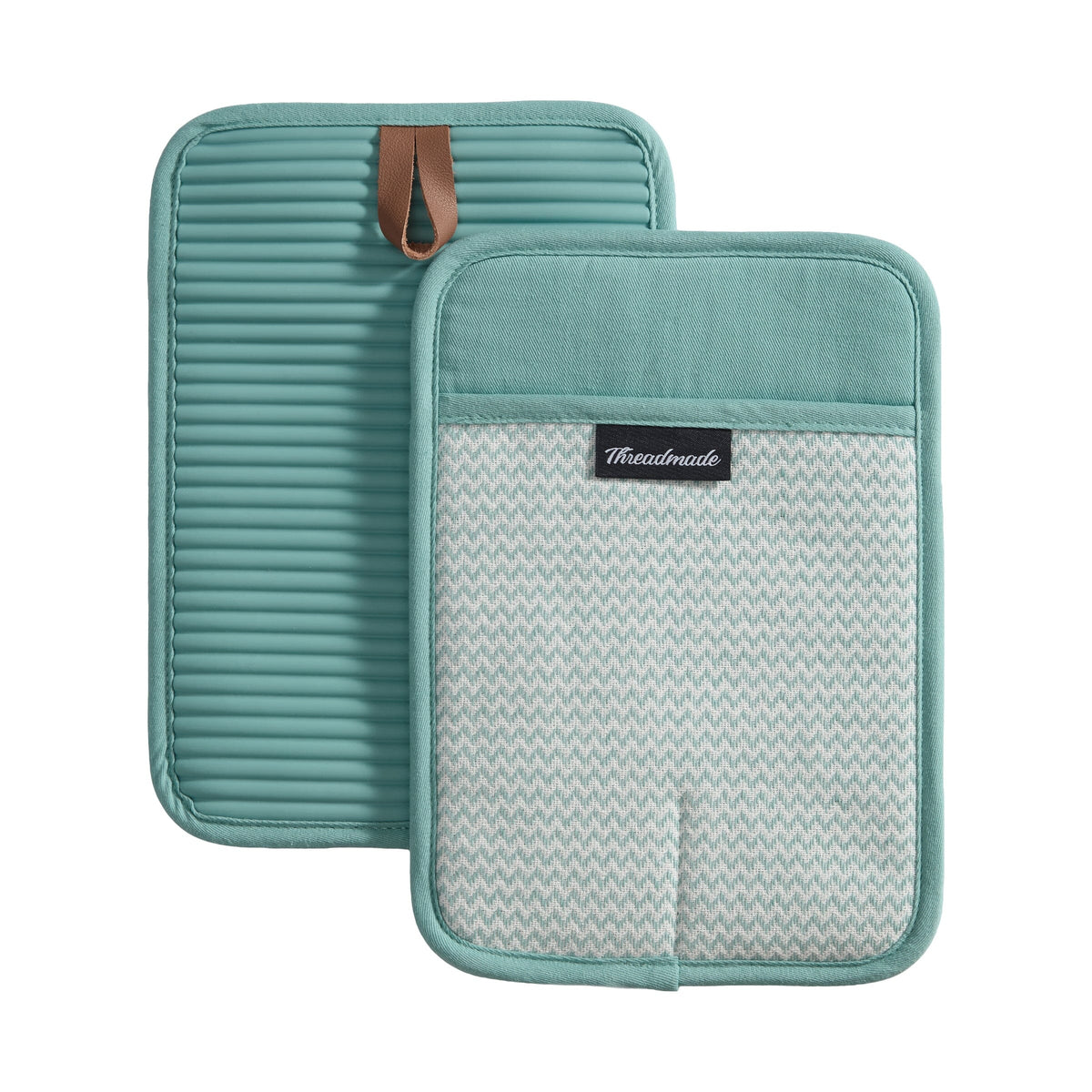 Sirena Chevron Heat-Resistant Ribbed Silicone Grip Pot Holders, Set of 2