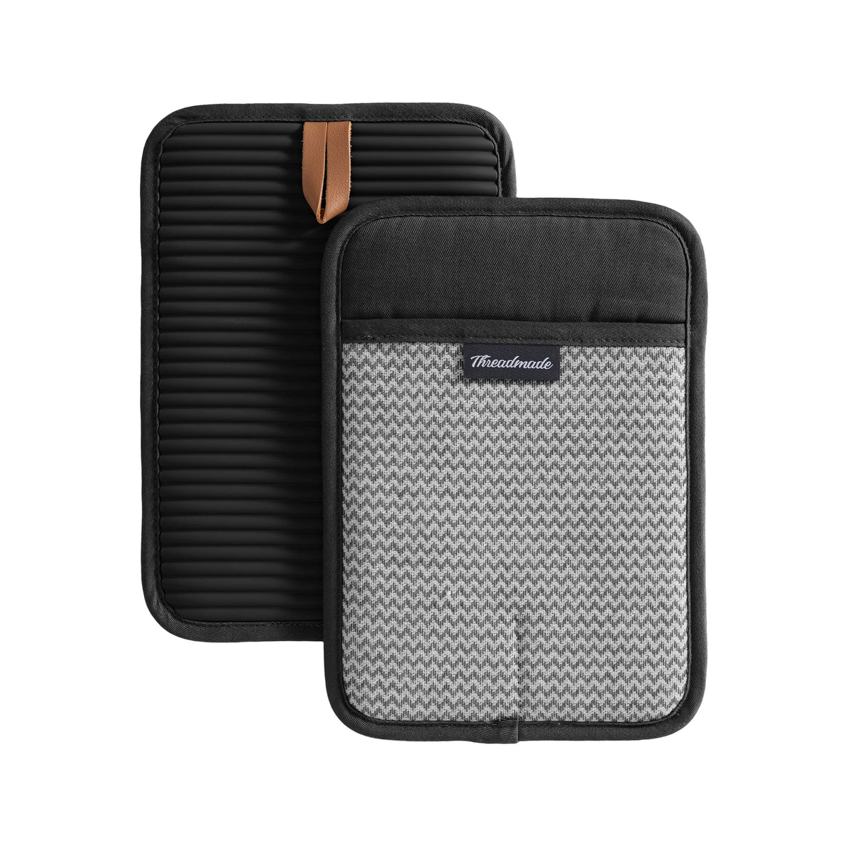 Sirena Chevron Heat-Resistant Ribbed Silicone Grip Pot Holders, Set of 2