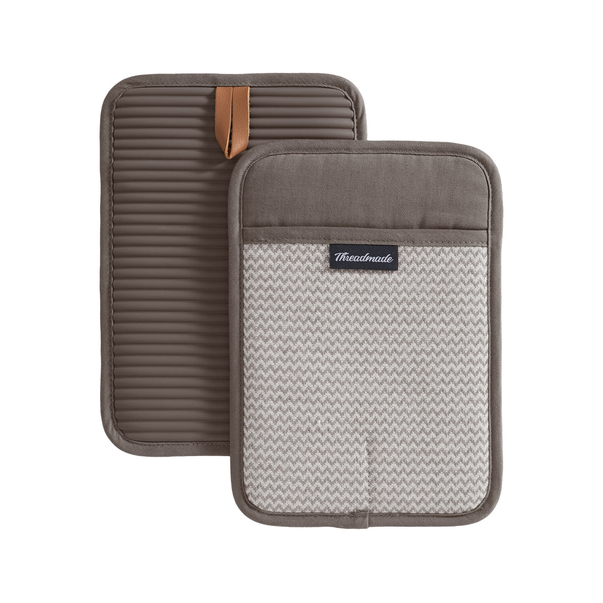 Sirena Chevron Heat-Resistant Ribbed Silicone Grip Pot Holders, Set of 2