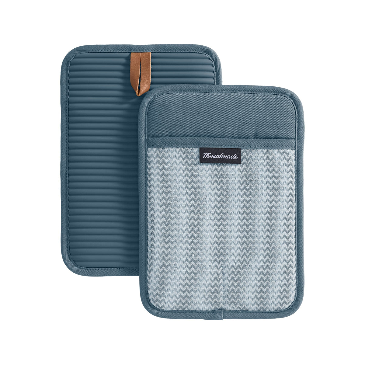 Sirena Chevron Heat-Resistant Ribbed Silicone Grip Pot Holders, Set of 2
